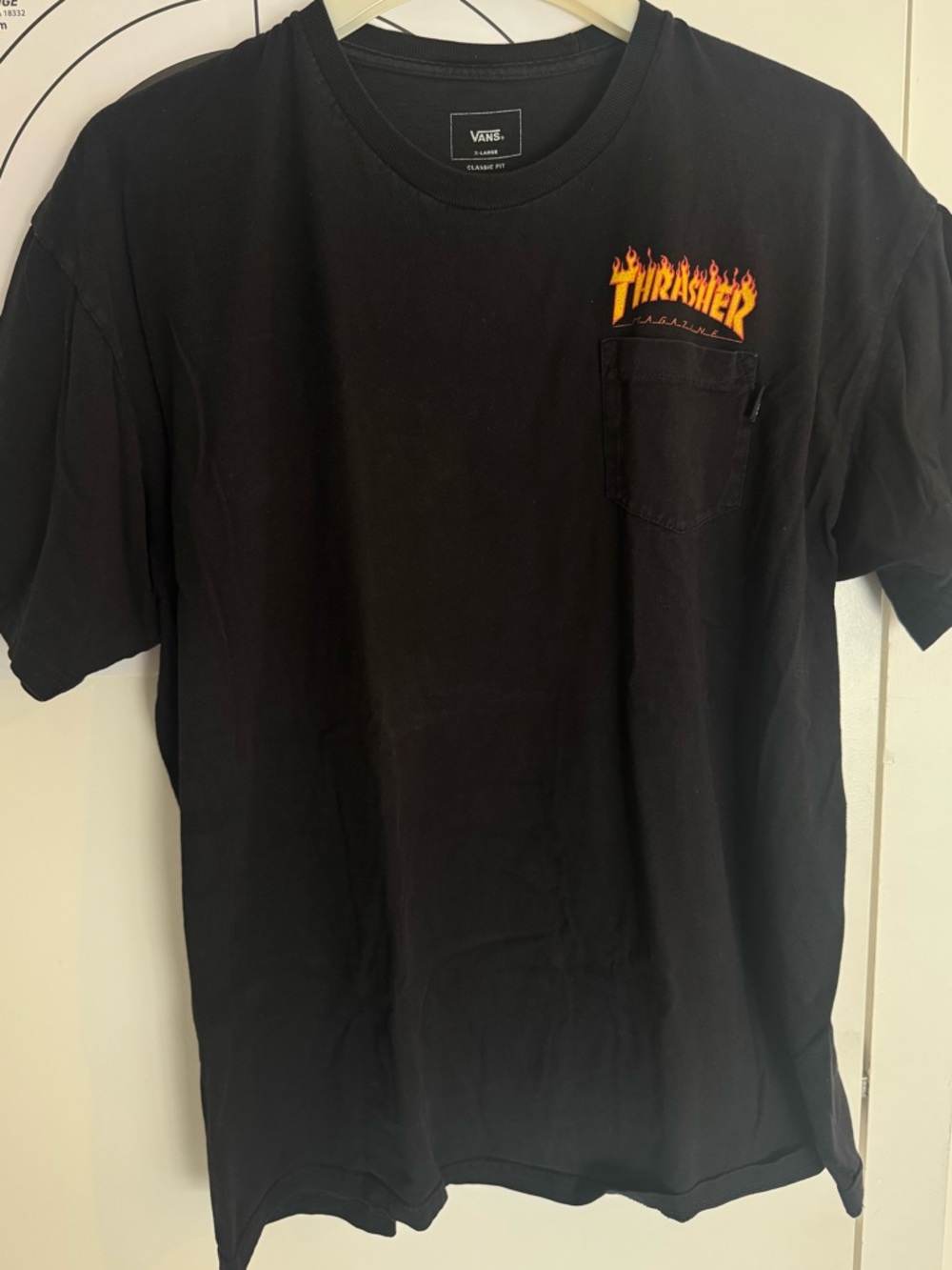 Vans x Thrasher Pocket Graphic Tee Flames Black Size XL